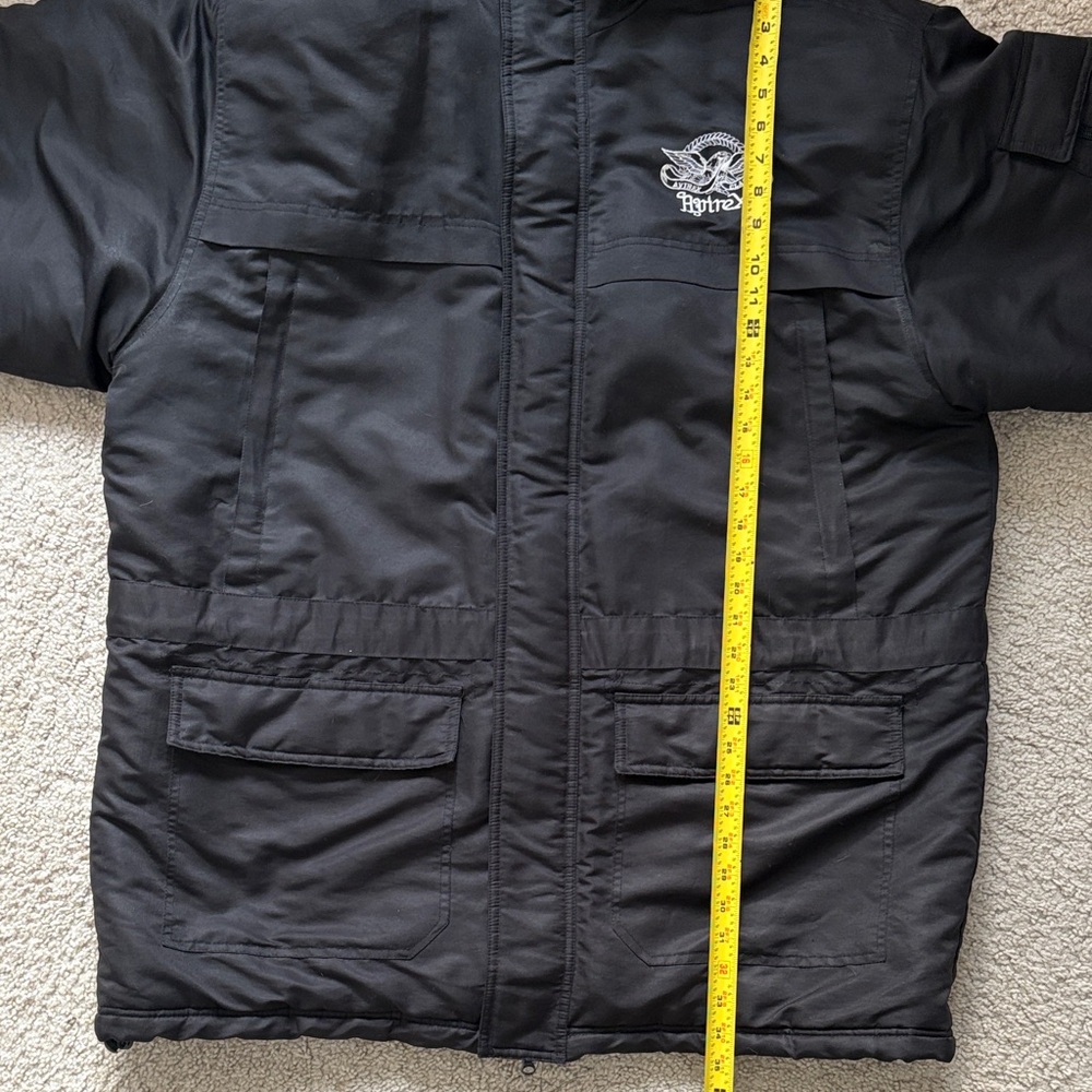 Avirex Black Puffer Coat with Faux Fur Hood - Picture 6 of 8